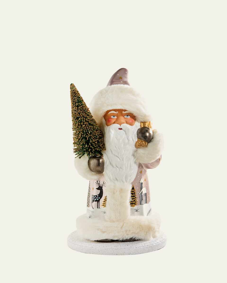 Mauve Winter Scene Santa Figurine